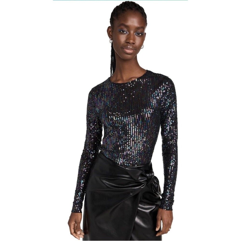 Intimately Free People Gold Rush Sequin Black Long Sleeves Size XS